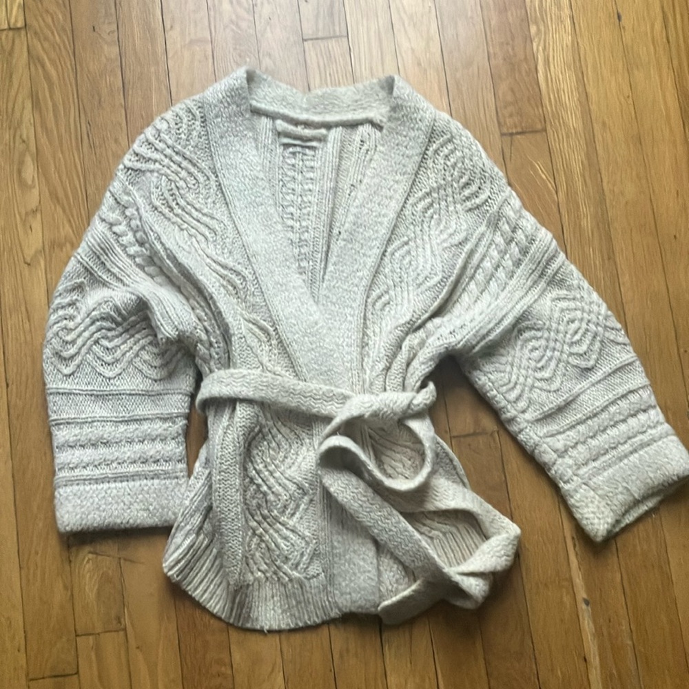 ISABEL MARANT "Floyd" Cream Cable Knit Cardigan in XS